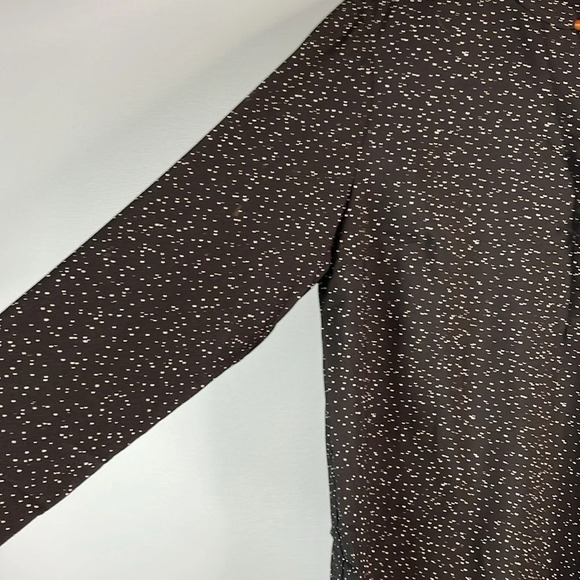 HILARY RADLEY NWOT Black White Speckled Long Sleeve Blouse Half Button V-Neck L - Picture 5 of 12